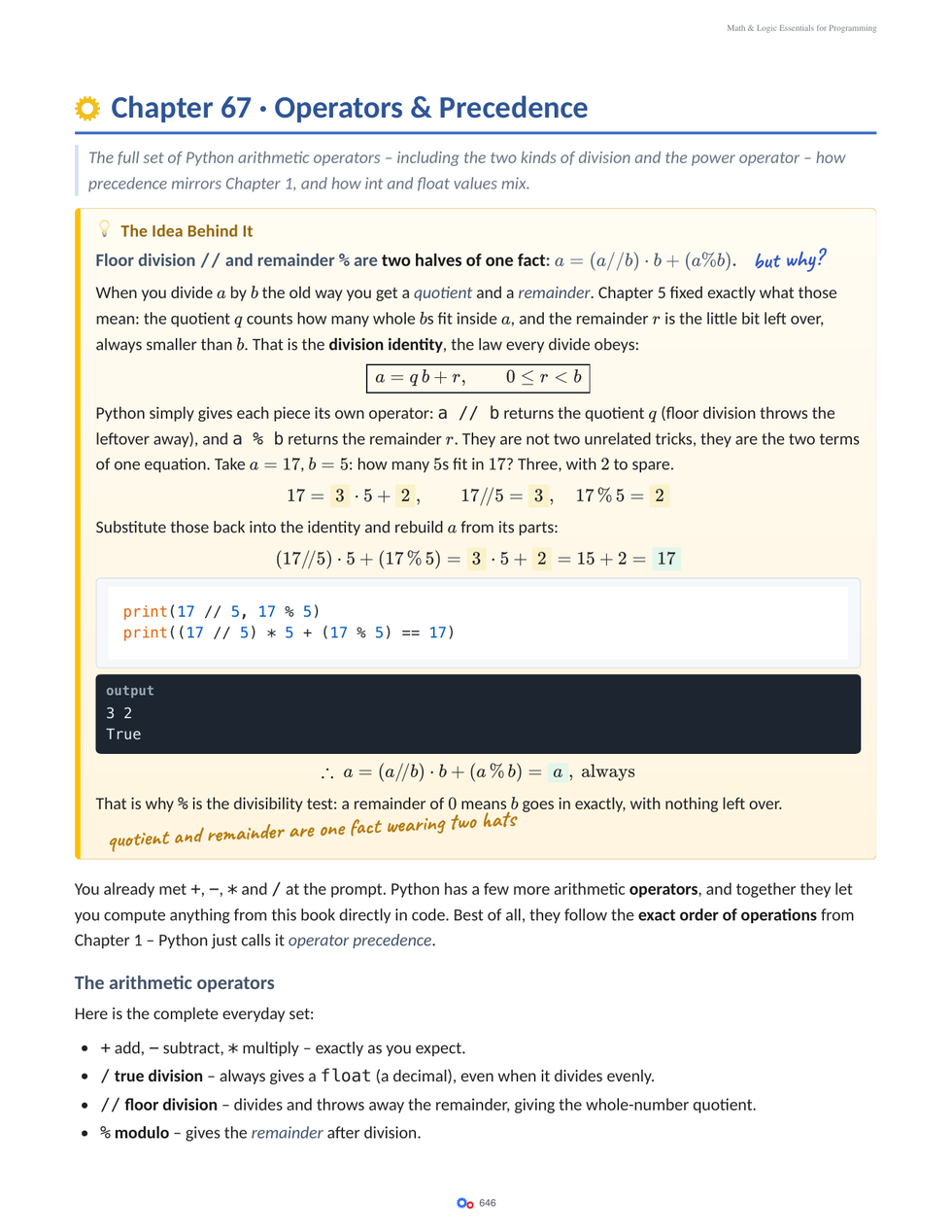 Python operator precedence page from the programming book.