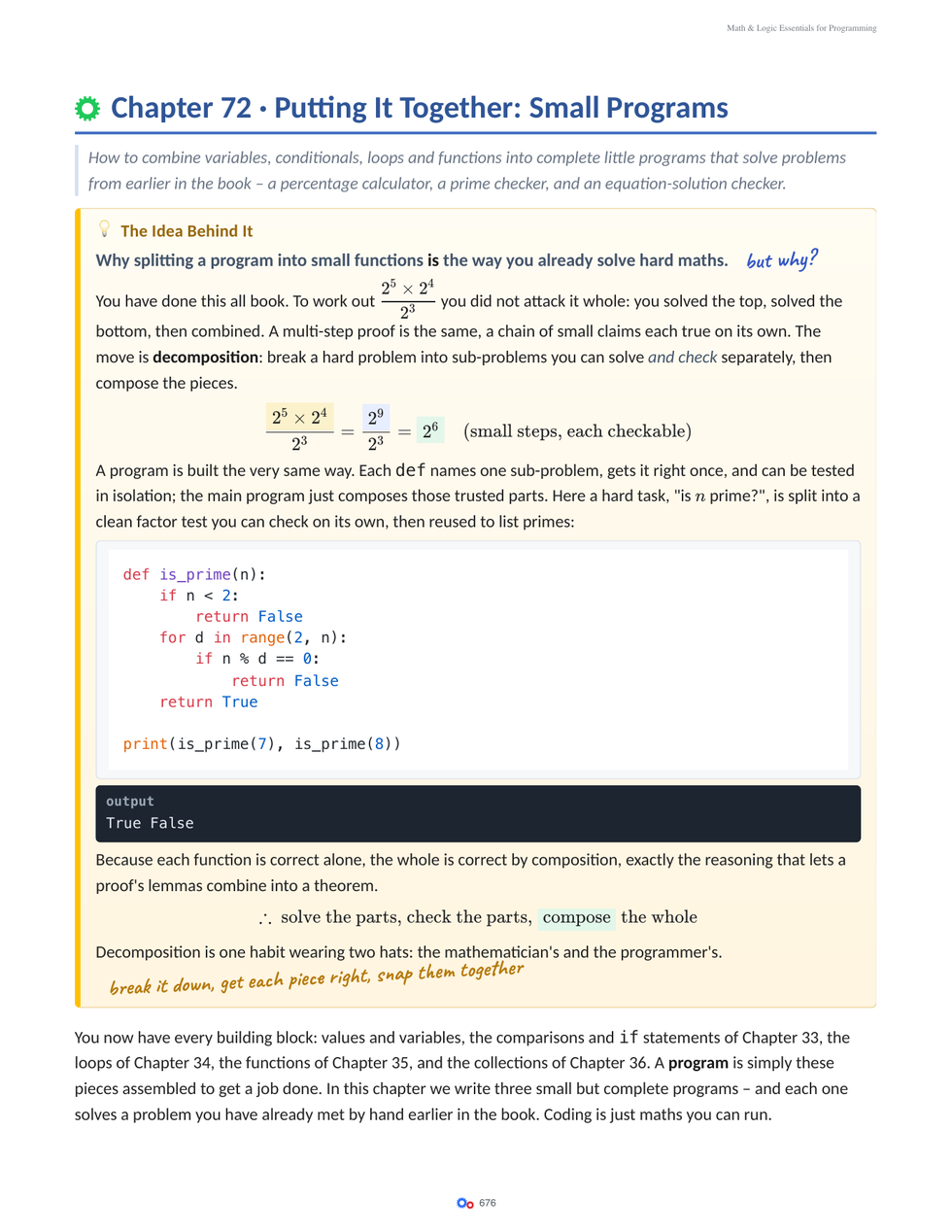 Small programs page from the programming book.