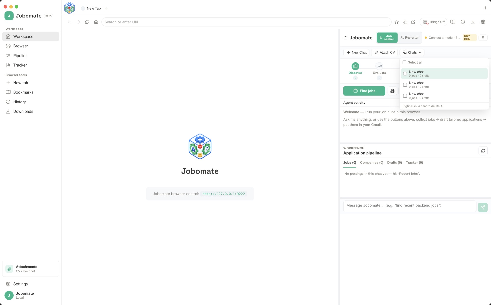 Jobomate Discover stage with matching jobs or candidates gathered into a list.