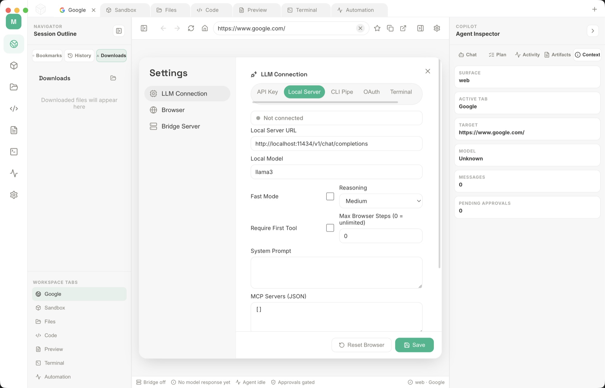 API key screenshot in MultiAgentOS.